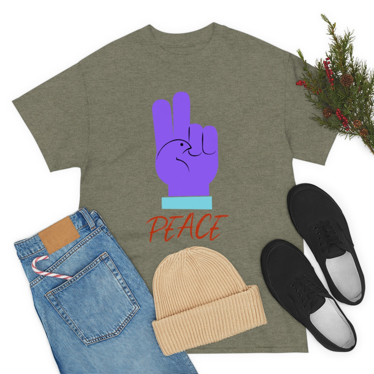 Purple Peace Dove Unisex Heavy Cotton Tee