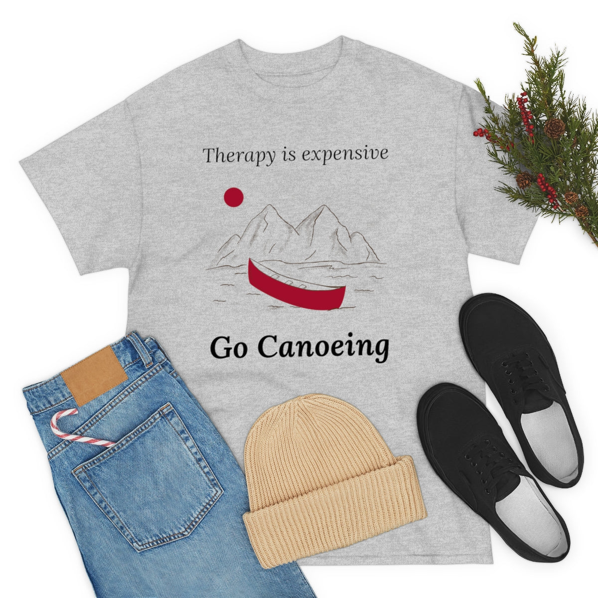 Therapy is Expensive Go Canoeing Unisex Heavy Cotton Tee