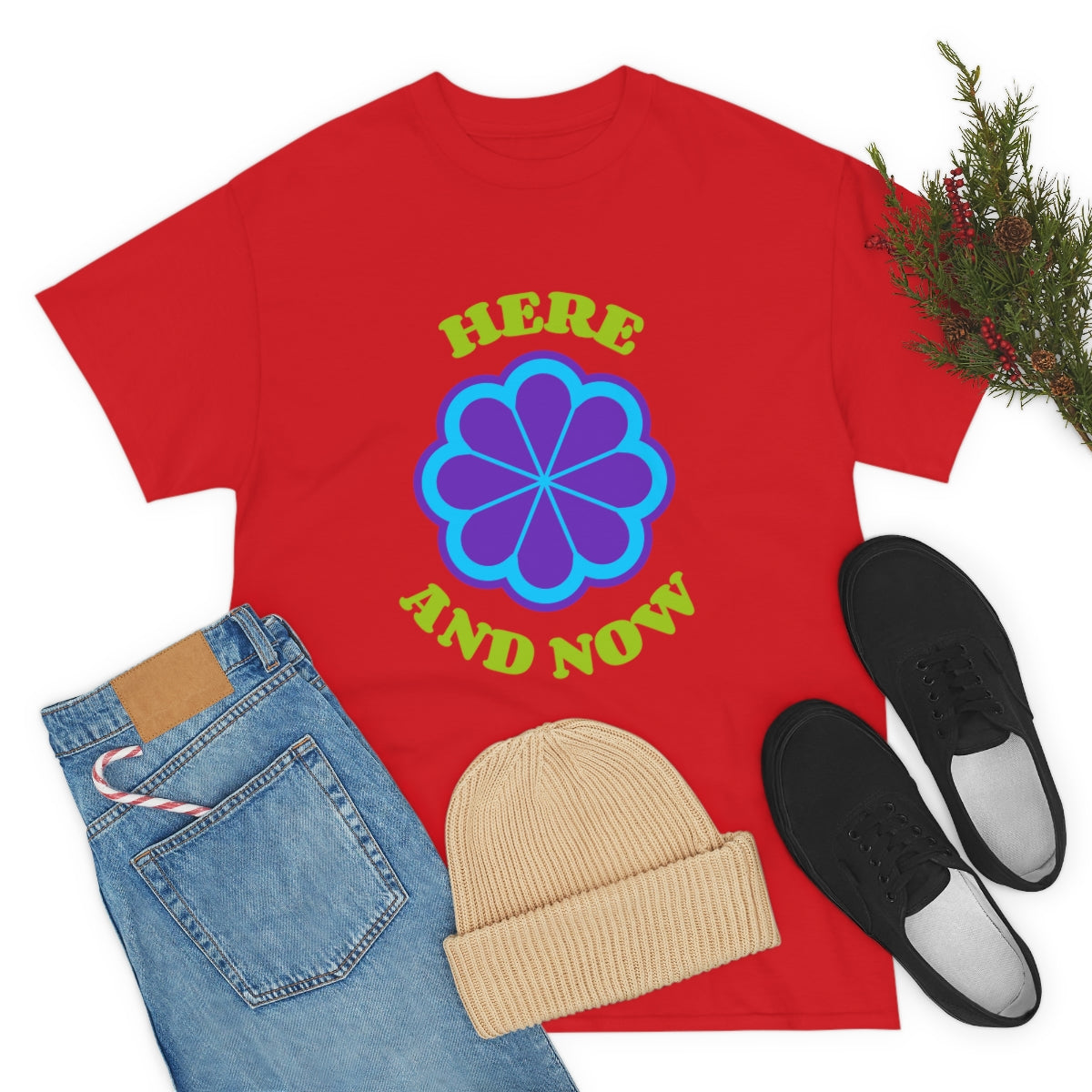 Here And Now Flower Unisex Heavy Cotton Tee