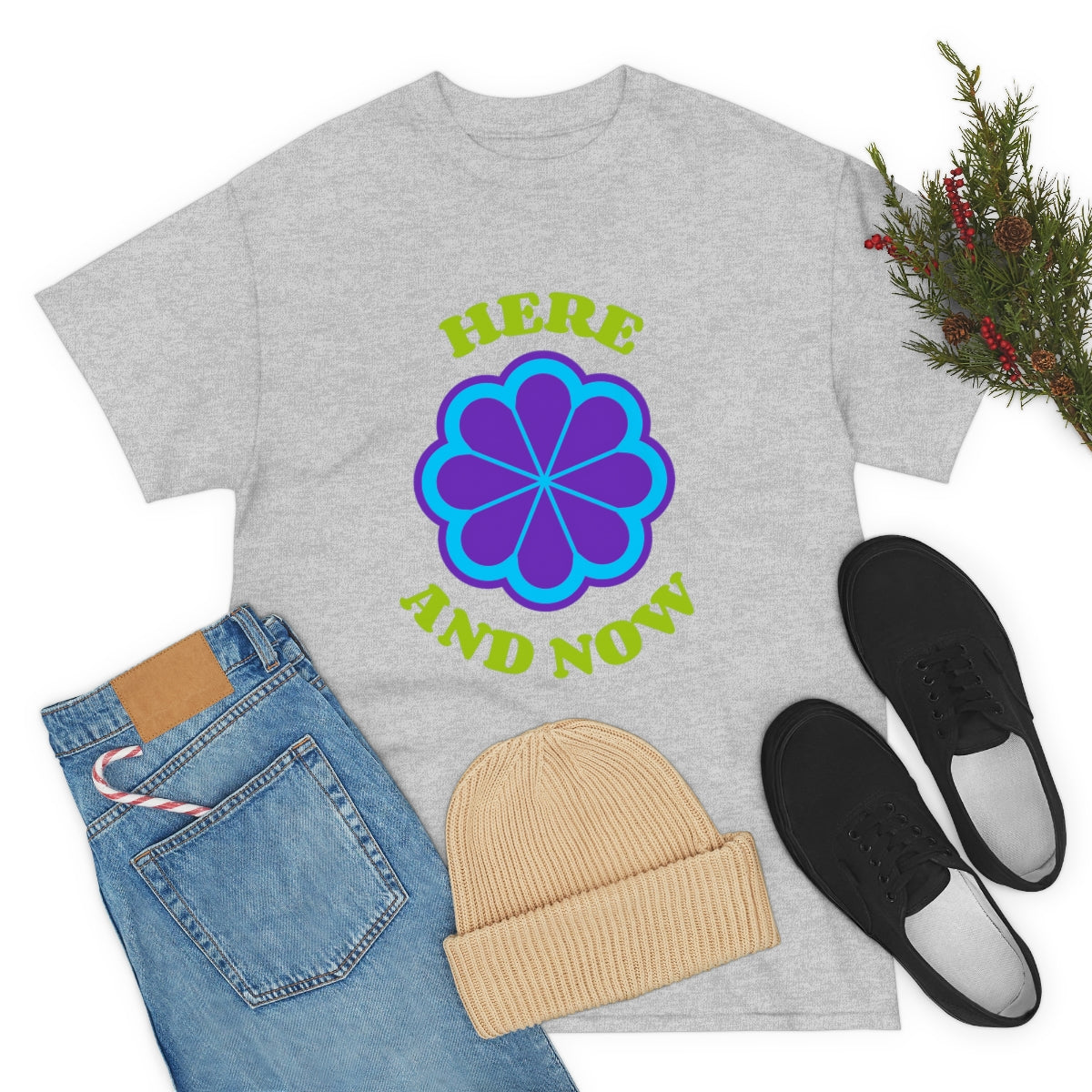 Here And Now Flower Unisex Heavy Cotton Tee