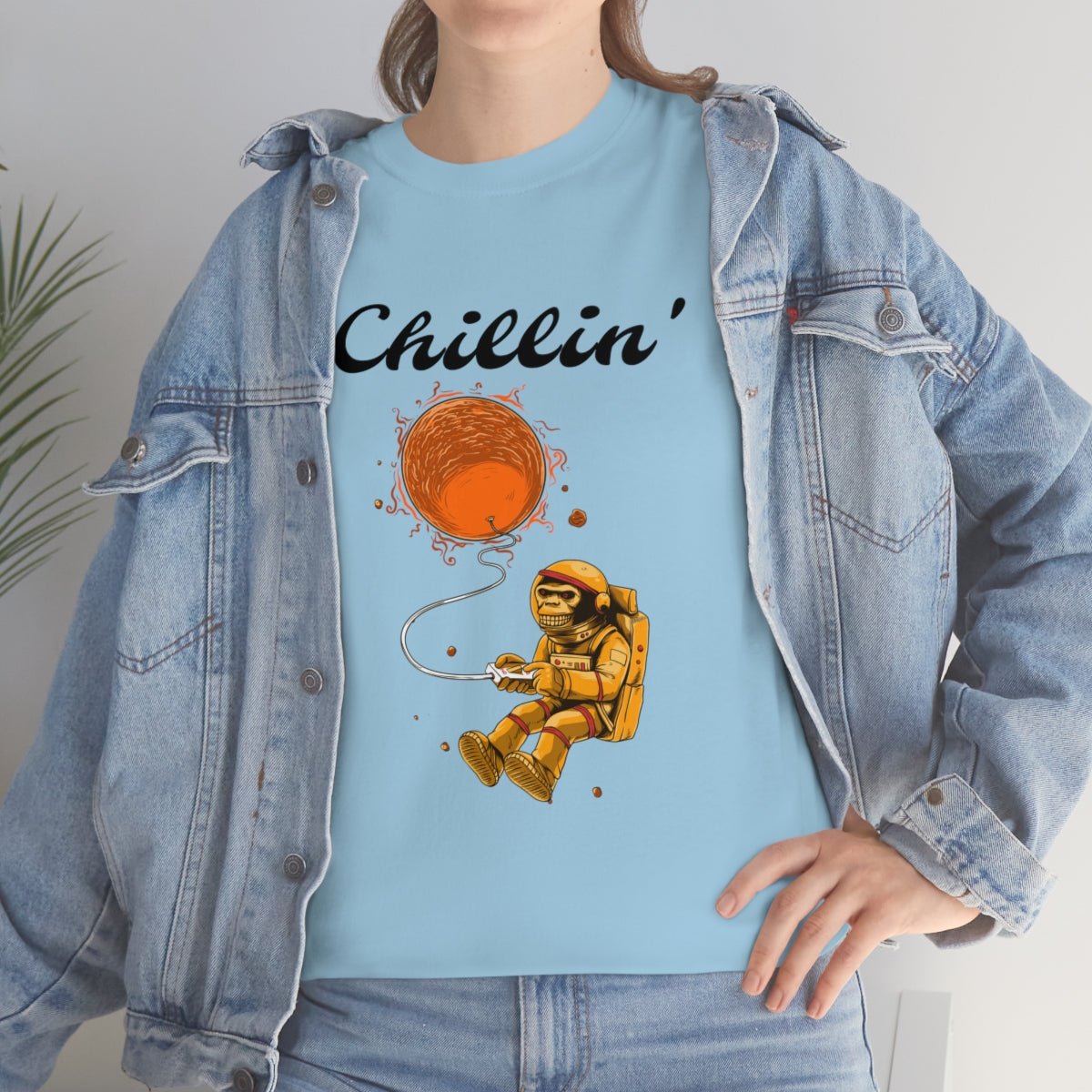 Chillin' Space Monkey Astronaut Unisex Heavy Cotton Tee