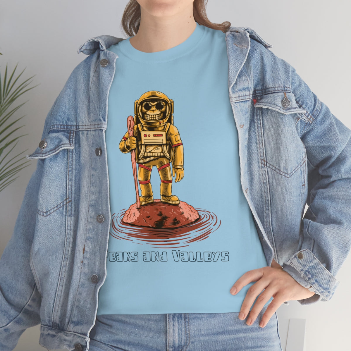 Peaks and Valleys Monkey Astronaut Unisex Heavy Cotton Tee