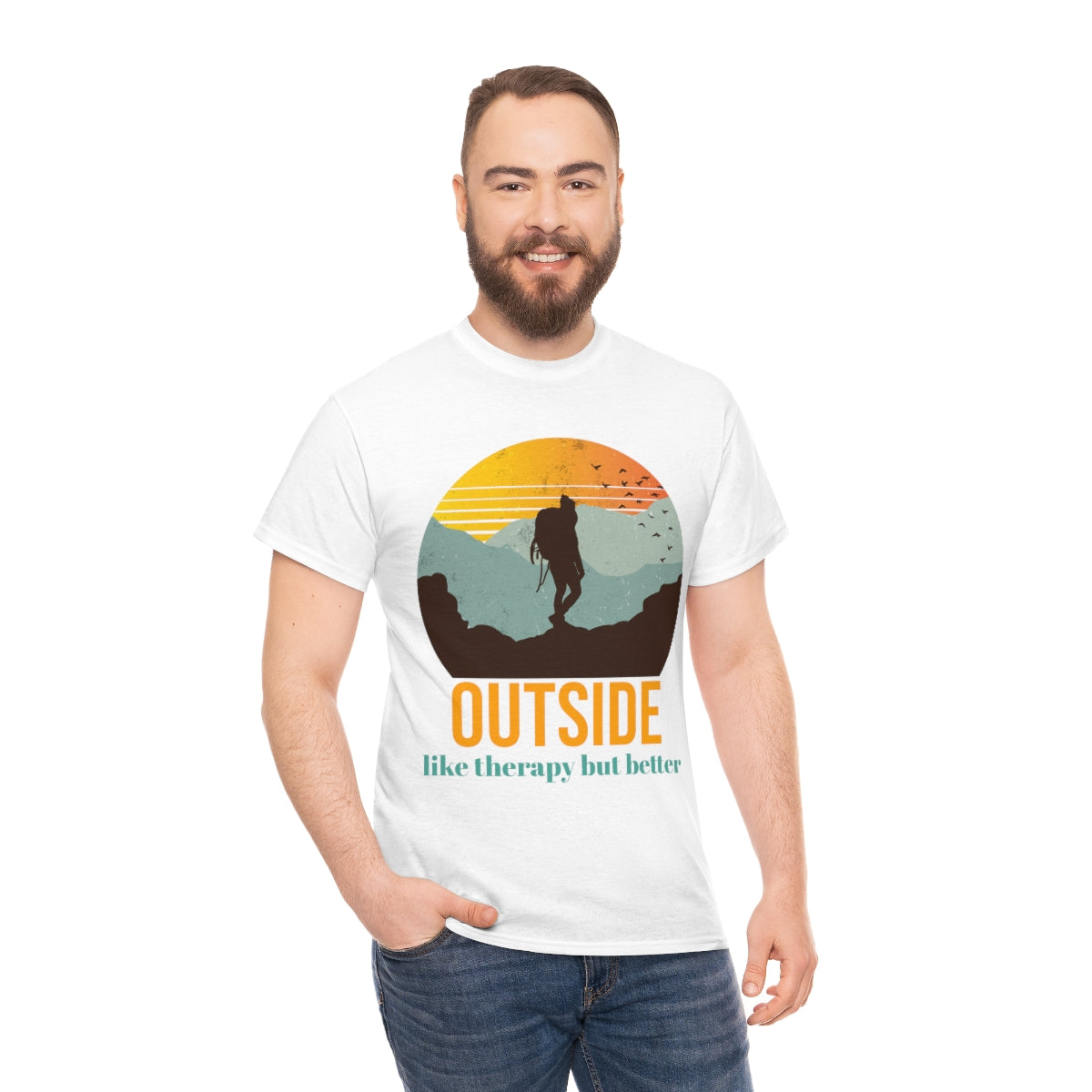Outside, like therapy but Better Unisex Heavy Cotton Tee