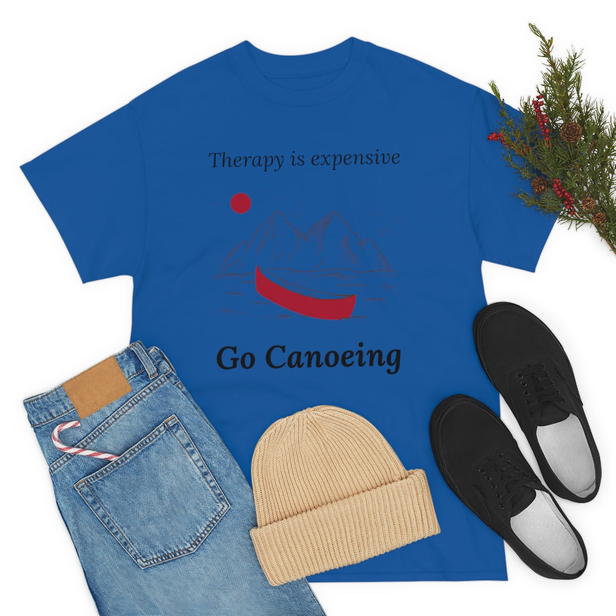 Therapy is Expensive Go Canoeing Unisex Heavy Cotton Tee