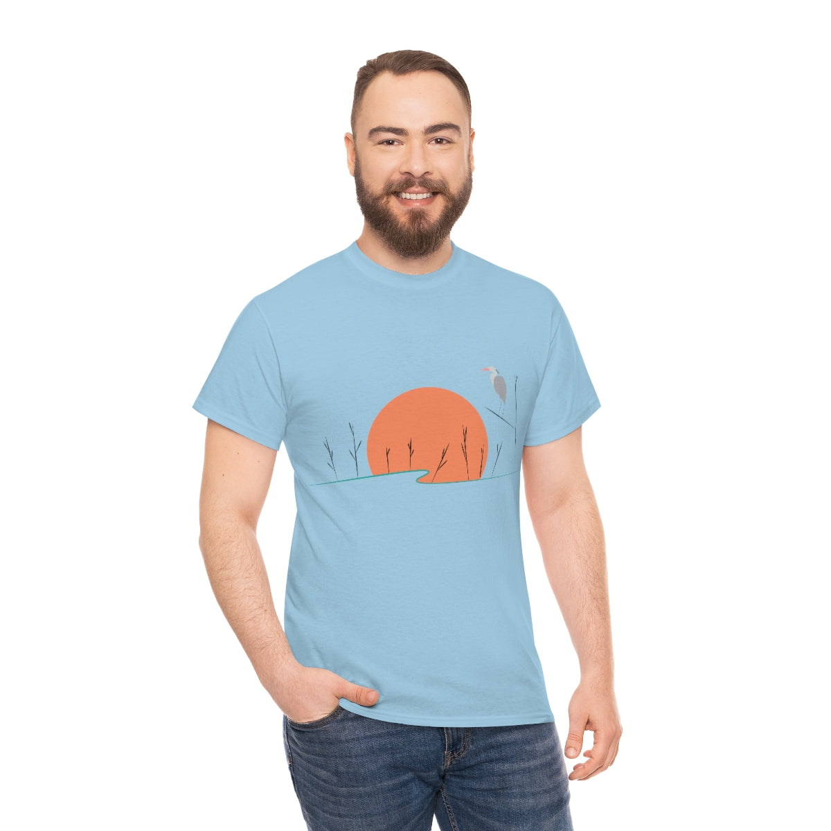 Tranquil Crane Unisex Heavy Cotton Tee