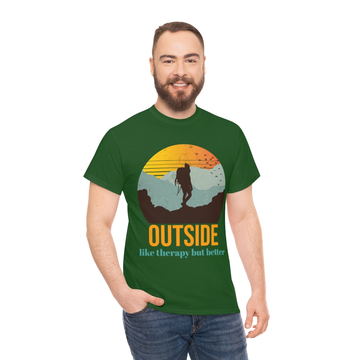 Outside, like therapy but Better Unisex Heavy Cotton Tee