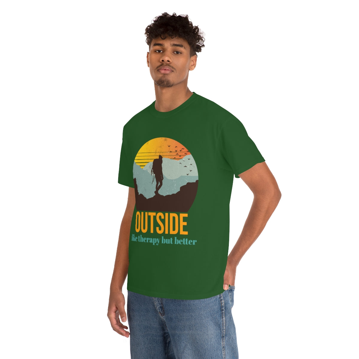 Outside, like therapy but Better Unisex Heavy Cotton Tee