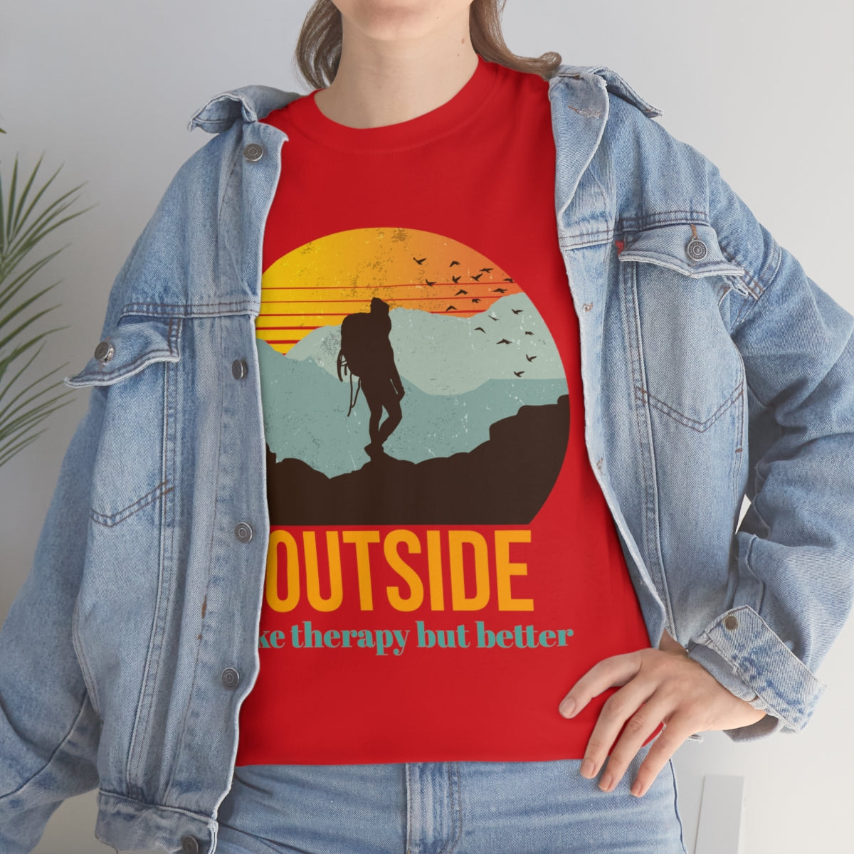 Outside, like therapy but Better Unisex Heavy Cotton Tee