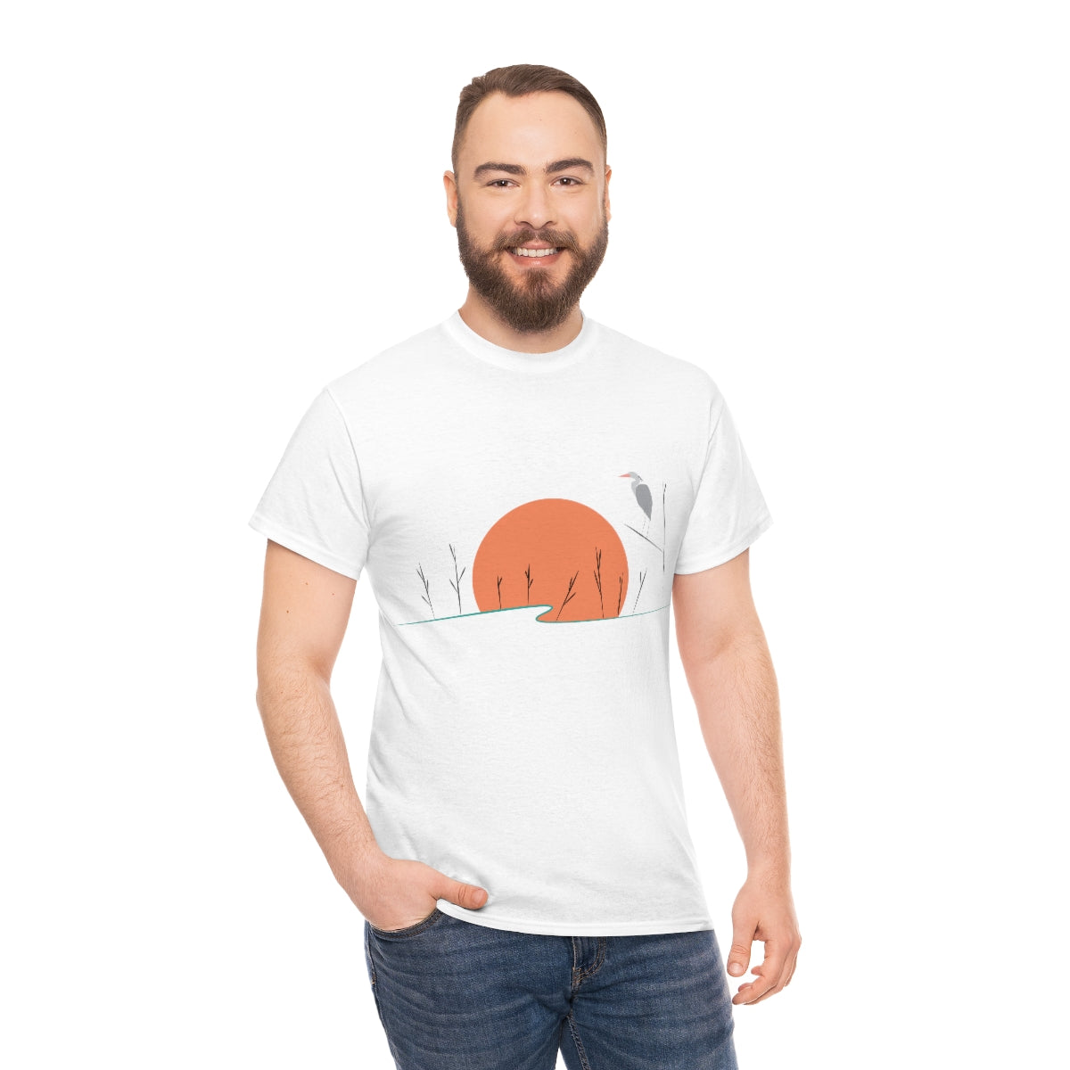 Tranquil Crane Unisex Heavy Cotton Tee