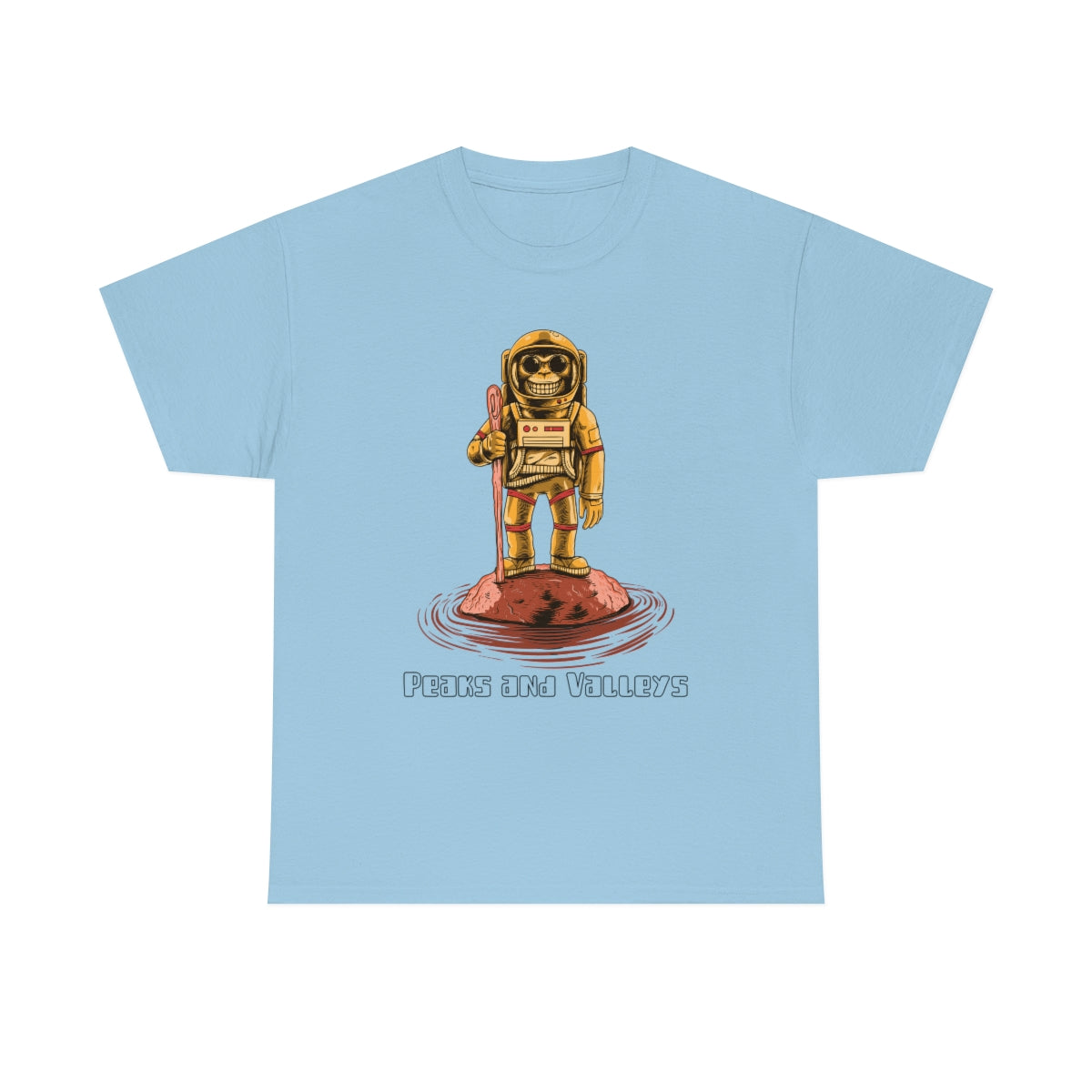 Peaks and Valleys Monkey Astronaut Unisex Heavy Cotton Tee