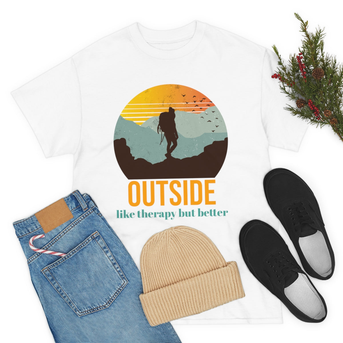 Outside, like therapy but Better Unisex Heavy Cotton Tee