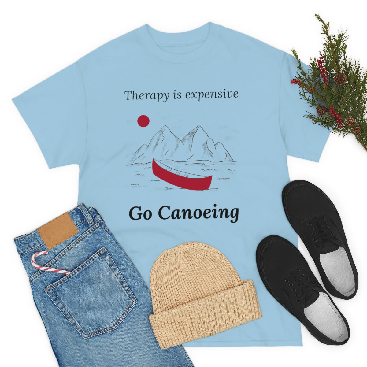 Therapy is Expensive Go Canoeing Unisex Heavy Cotton Tee