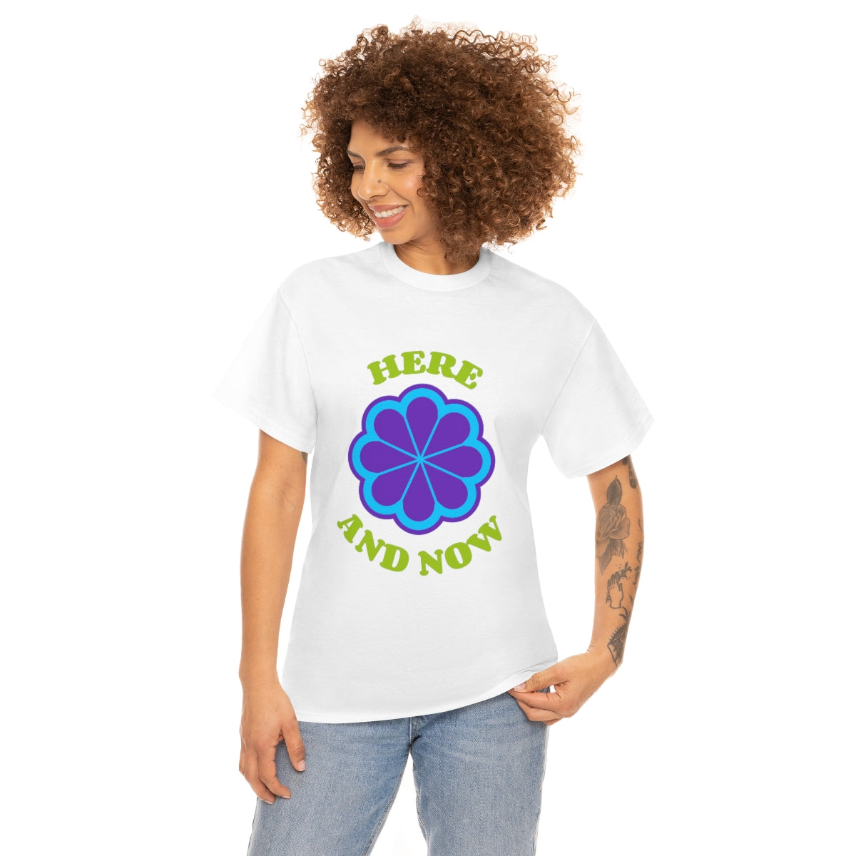 Here And Now Flower Unisex Heavy Cotton Tee