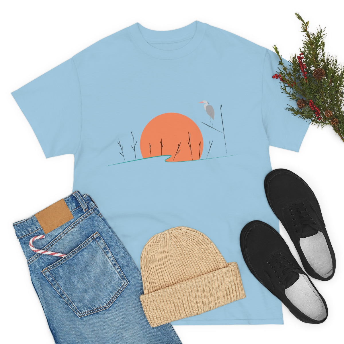 Tranquil Crane Unisex Heavy Cotton Tee
