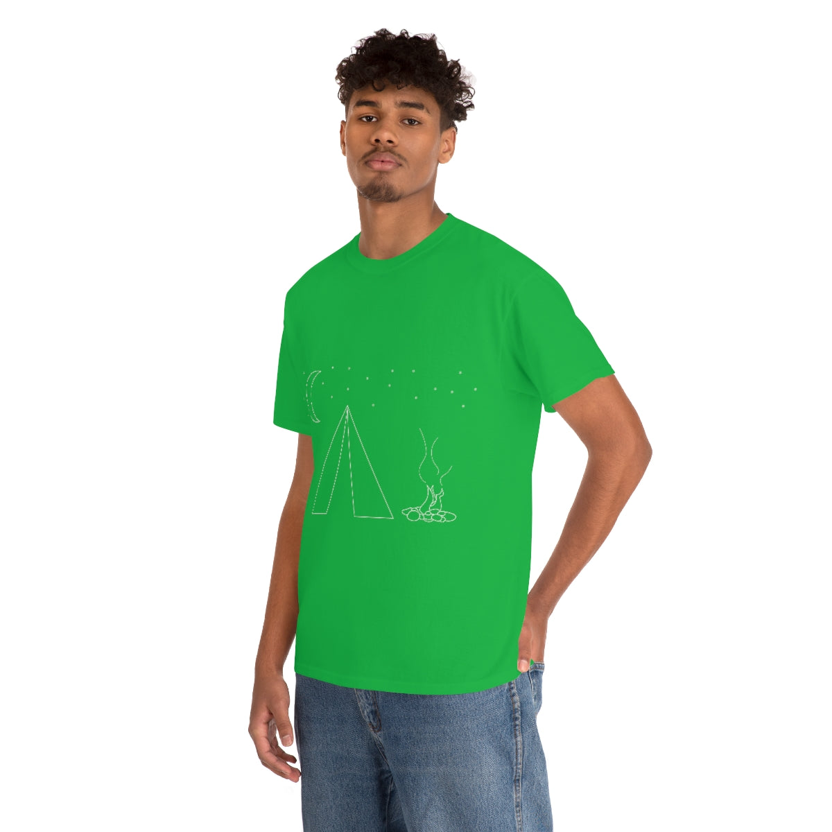 Simple Camping Outline Unisex Heavy Cotton Tee