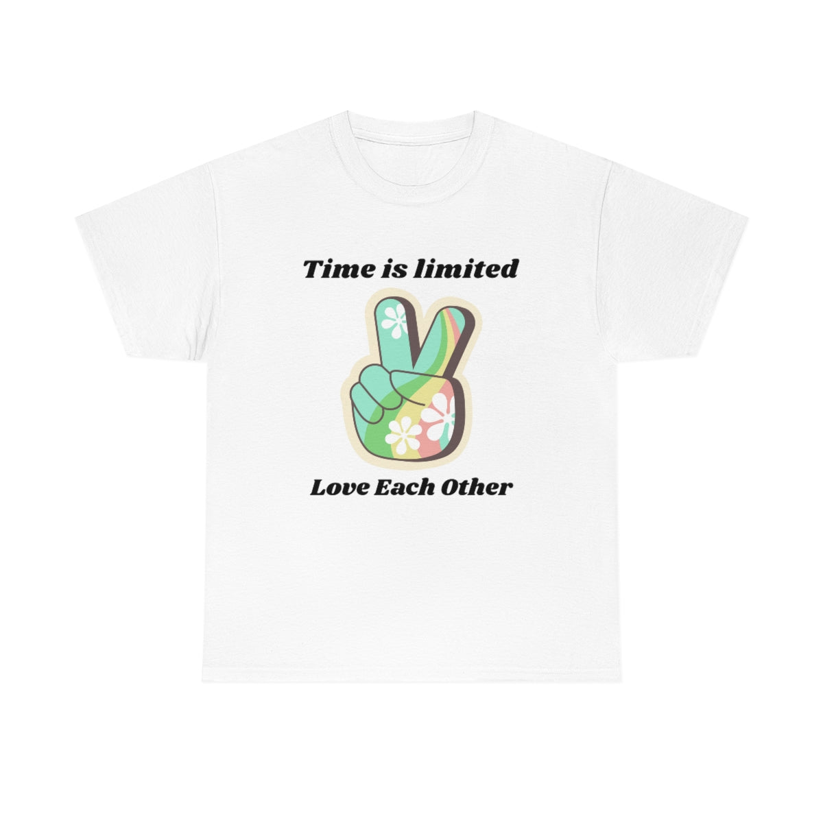Time is Limited Love Each Other Peace Sign Unisex Heavy Cotton Tee