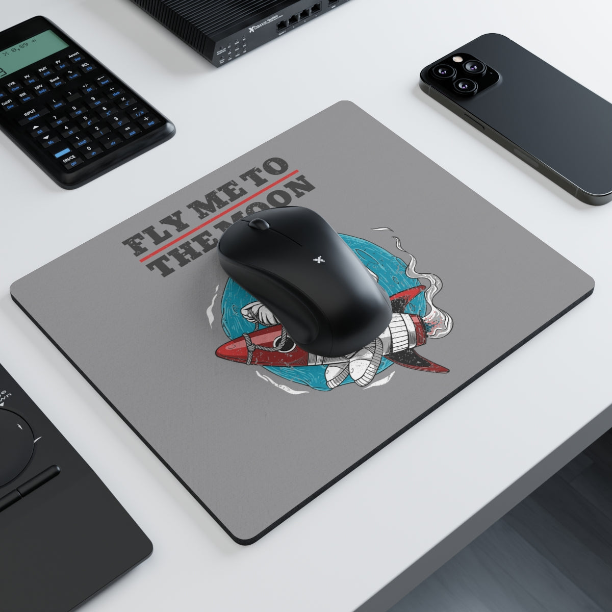 Fly Me To the Moon Crazy Astronaut Rectangular Mouse Pad