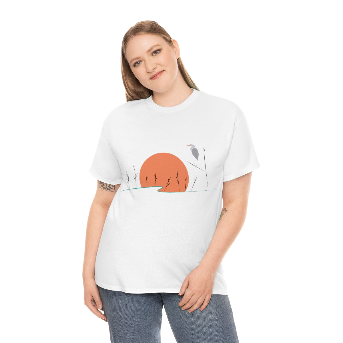Tranquil Crane Unisex Heavy Cotton Tee