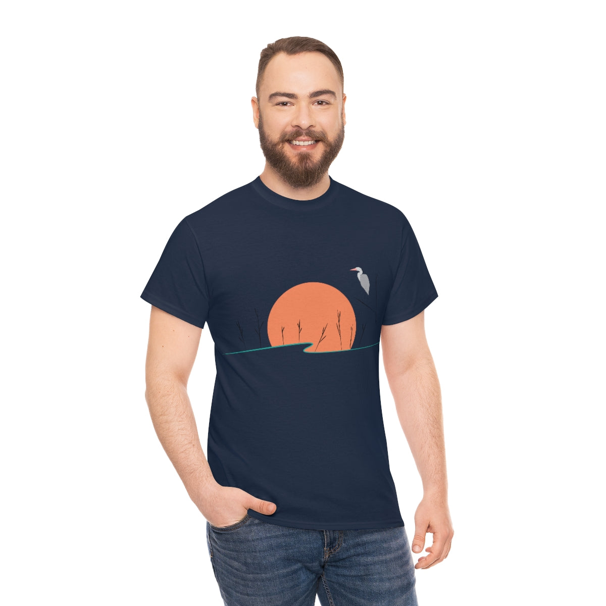 Tranquil Crane Unisex Heavy Cotton Tee