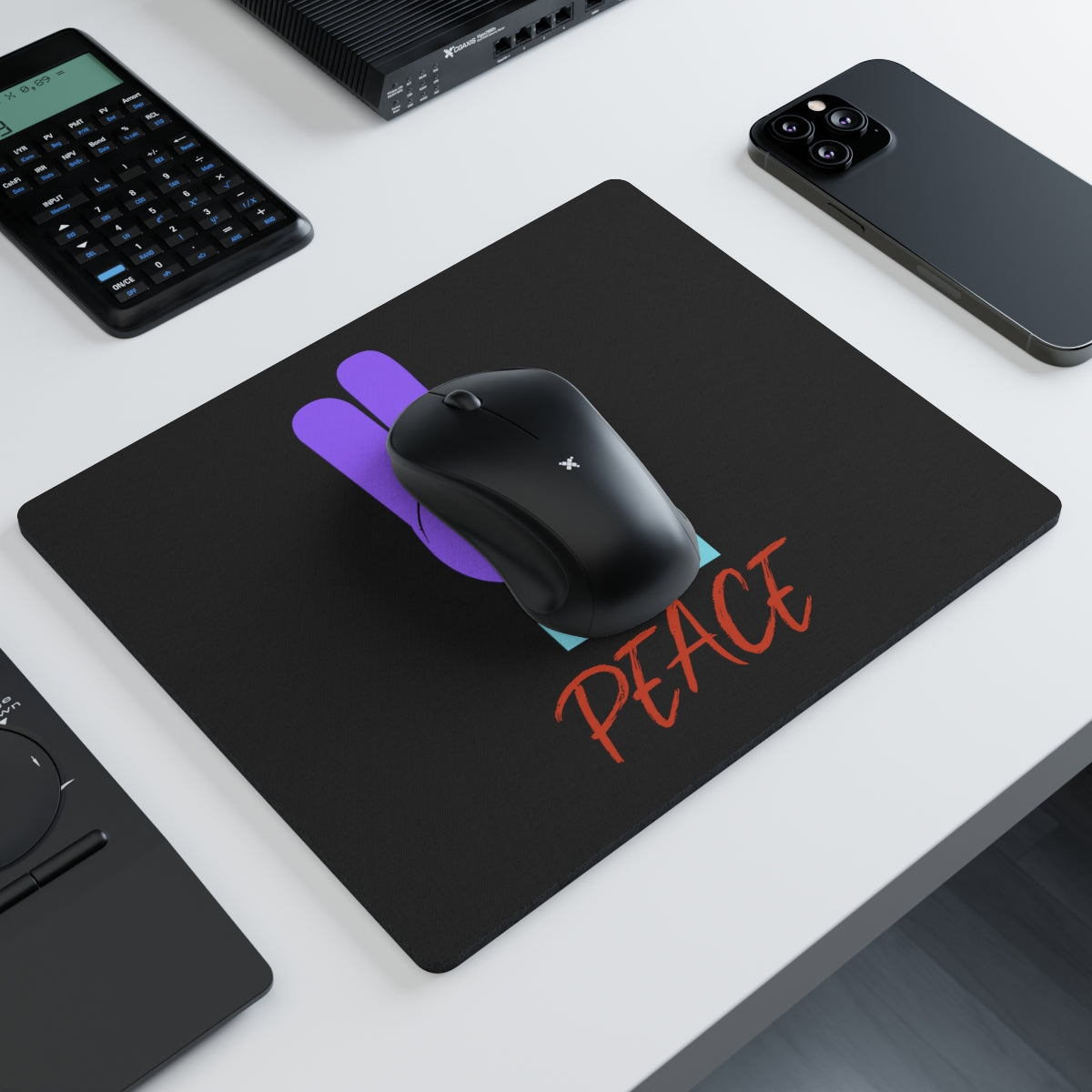 Peace Sign Purple Dove Hand Rectangular Mouse Pad