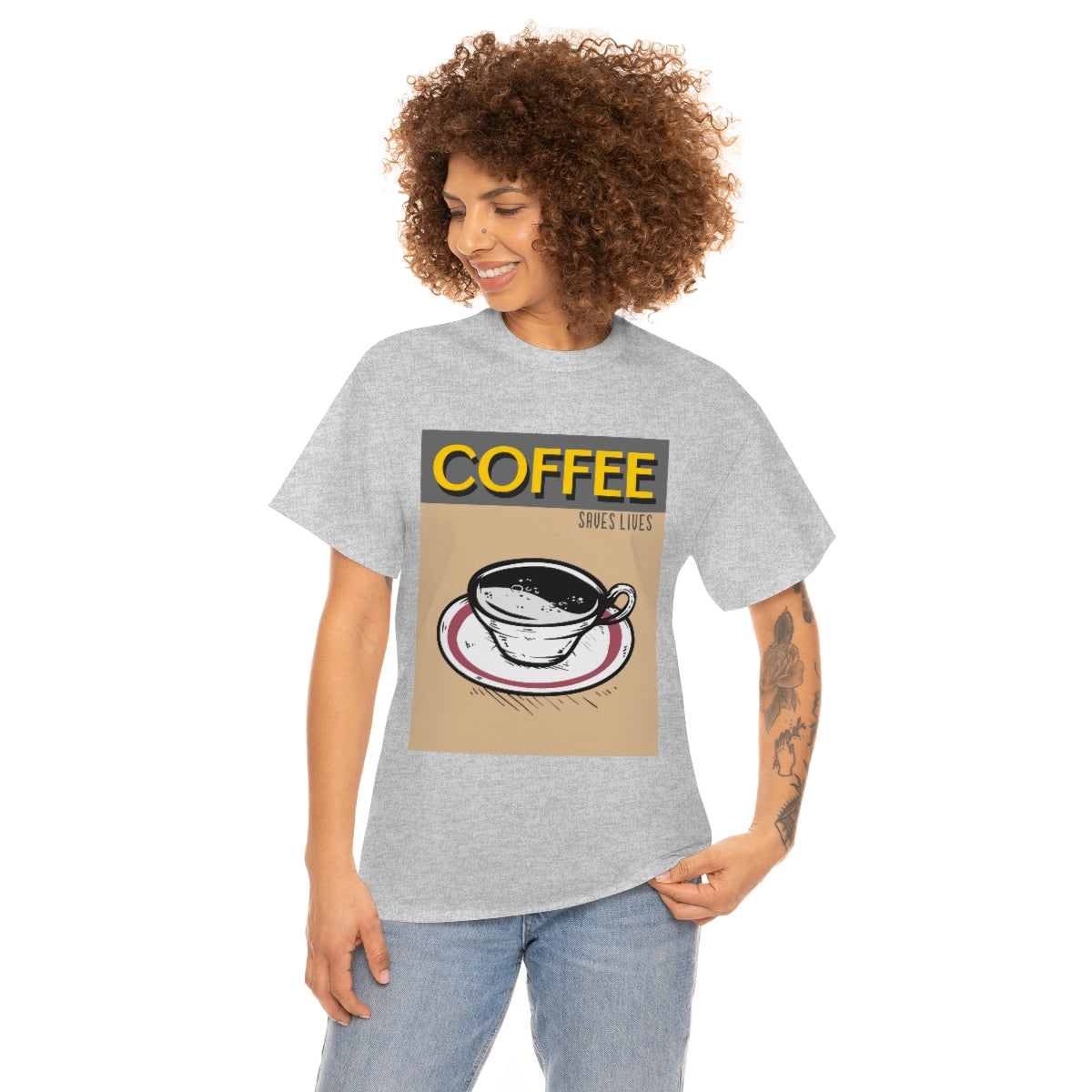 Coffee Saves Lives Unisex Heavy Cotton Tee