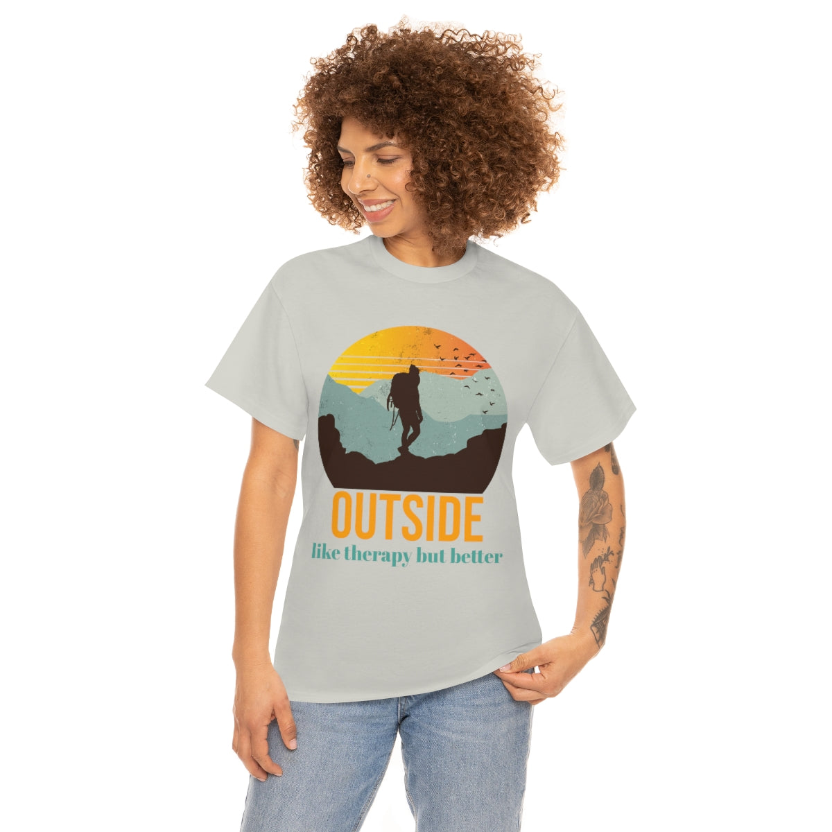 Outside, like therapy but Better Unisex Heavy Cotton Tee