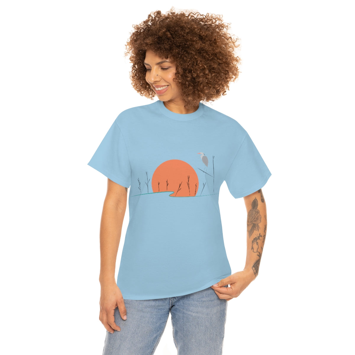 Tranquil Crane Unisex Heavy Cotton Tee