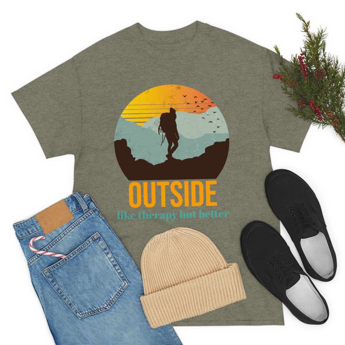 Outside, like therapy but Better Unisex Heavy Cotton Tee