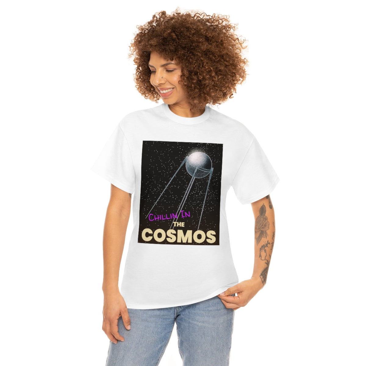 Chill Space Purple Graffiti Cosmos Astronaut Unisex Heavy Cotton Tee