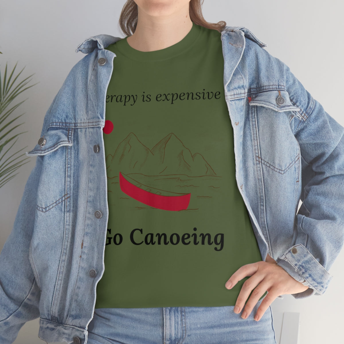 Therapy is Expensive Go Canoeing Unisex Heavy Cotton Tee
