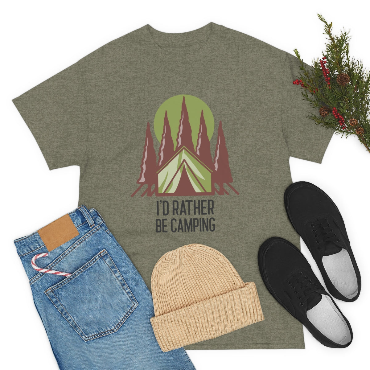 I'd Rather Be Camping Unisex Heavy Cotton Tee