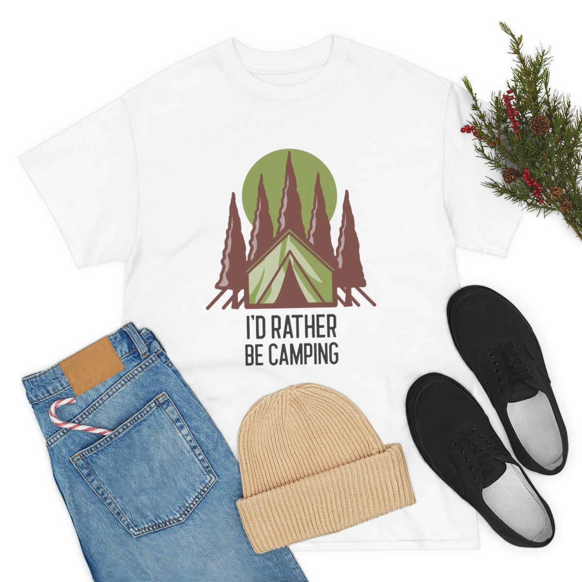 I'd Rather Be Camping Unisex Heavy Cotton Tee