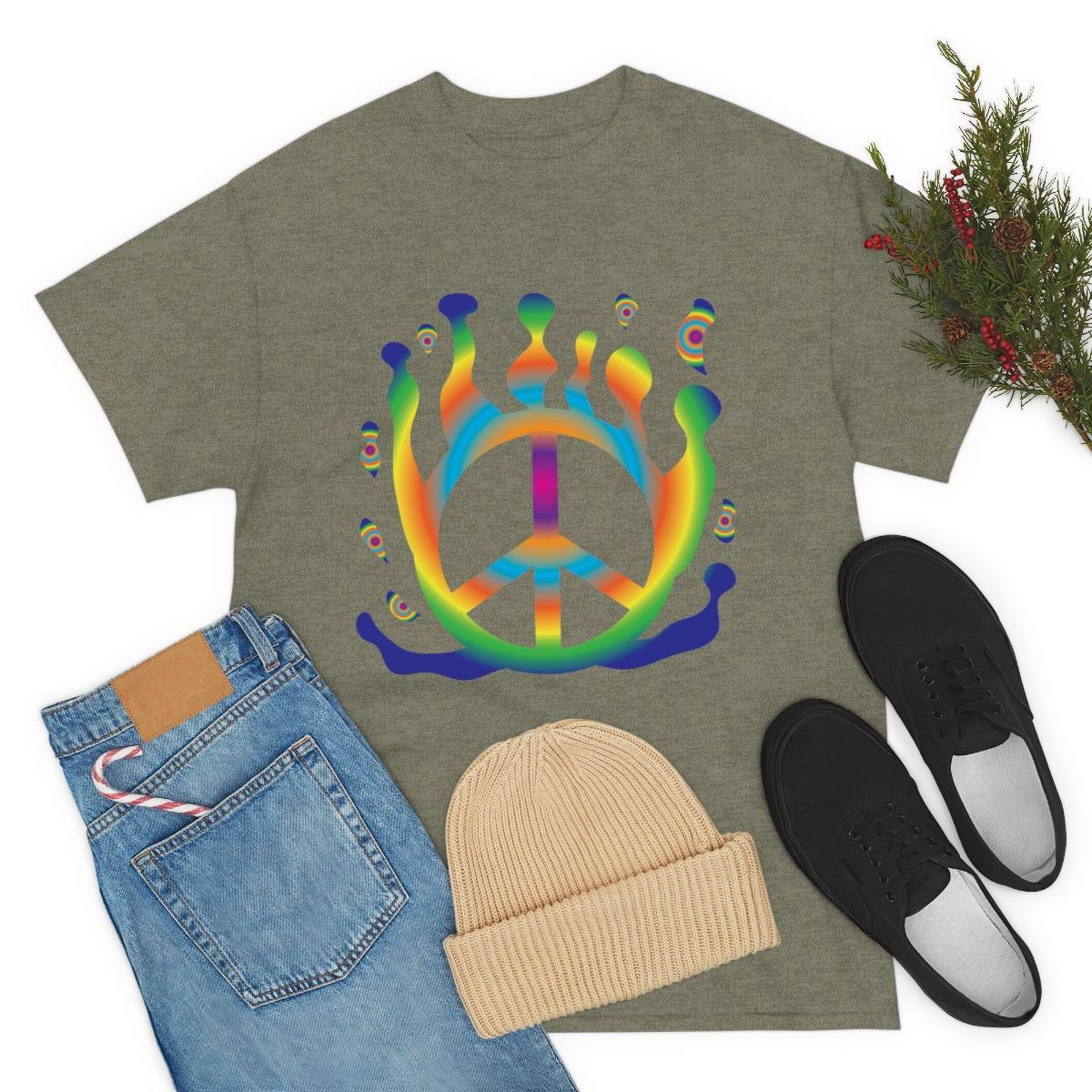 Peace Sign Float Away Unisex Heavy Cotton Tee