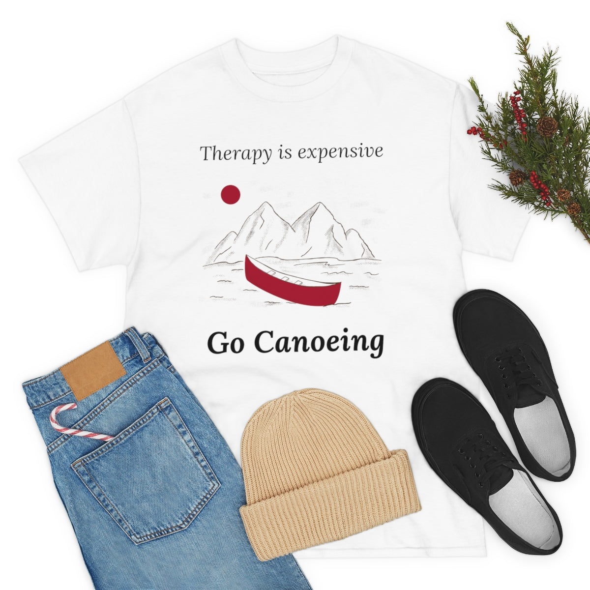 Therapy is Expensive Go Canoeing Unisex Heavy Cotton Tee