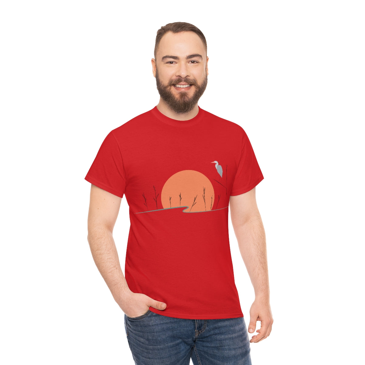 Tranquil Crane Unisex Heavy Cotton Tee