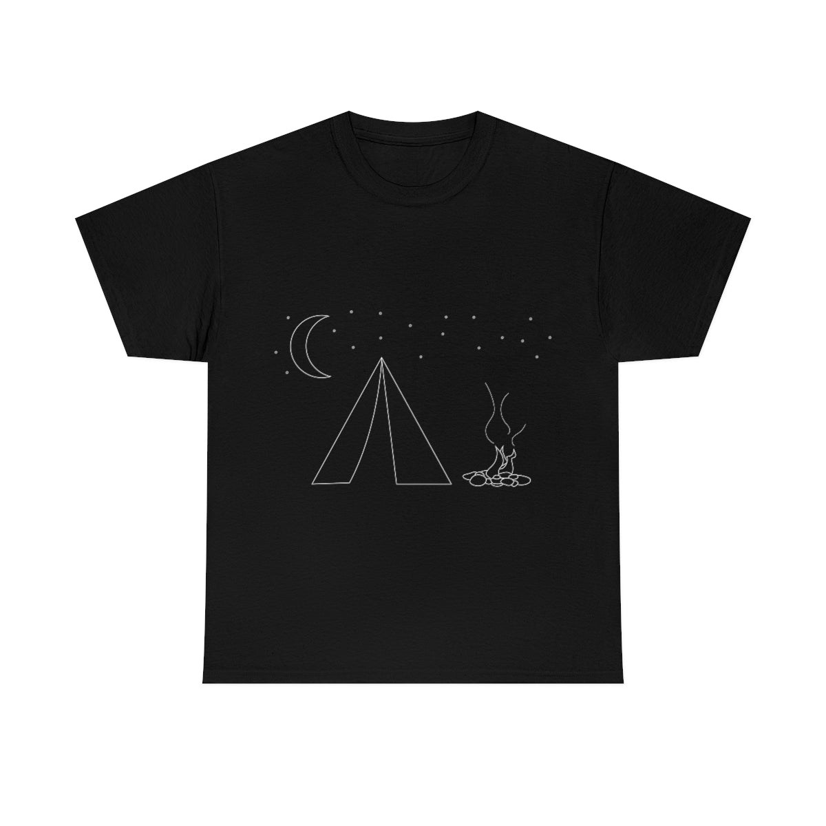 Simple Camping Outline Unisex Heavy Cotton Tee