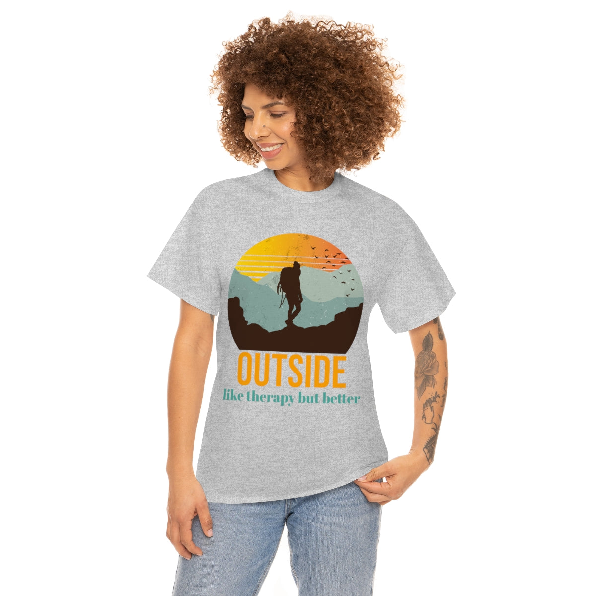 Outside, like therapy but Better Unisex Heavy Cotton Tee