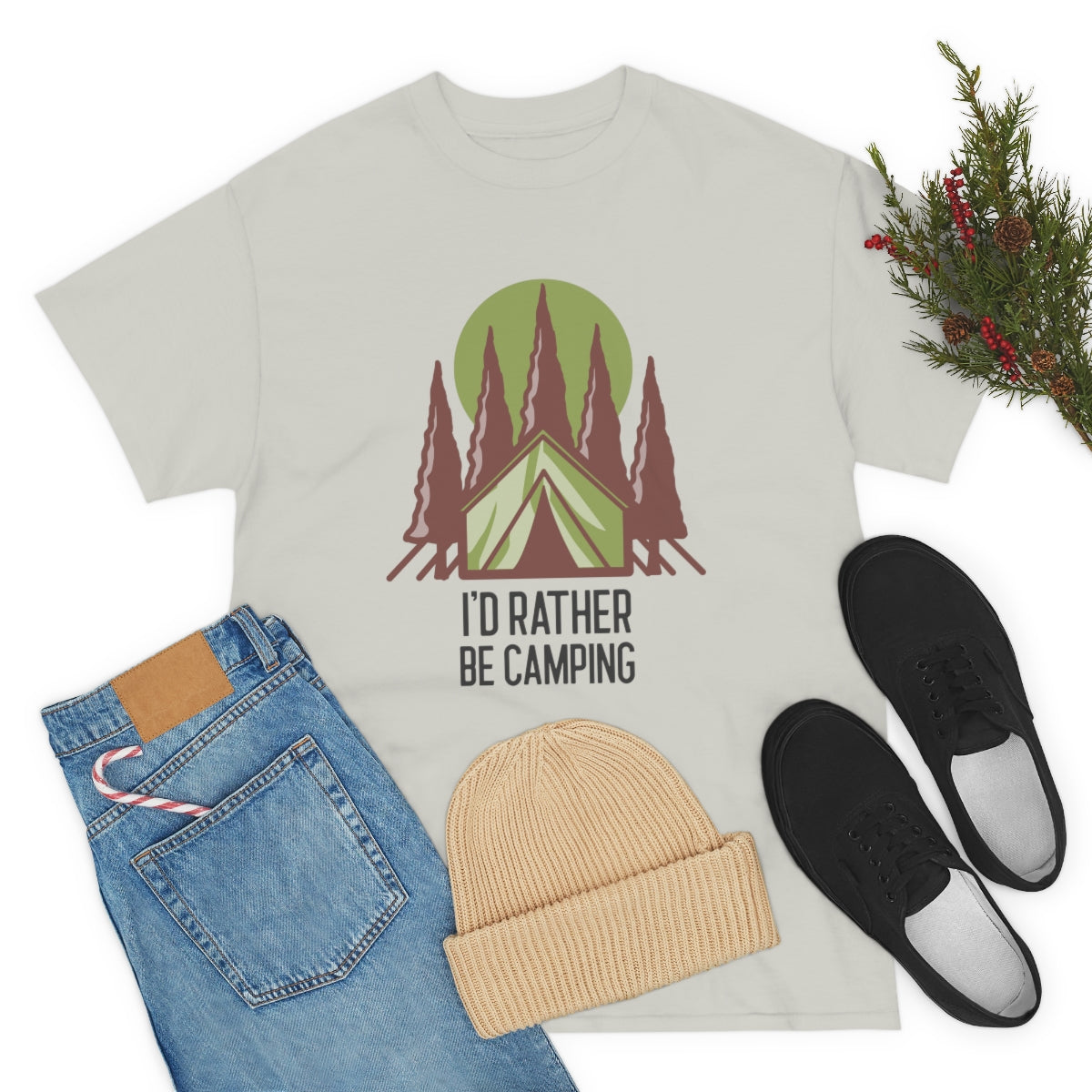 I'd Rather Be Camping Unisex Heavy Cotton Tee