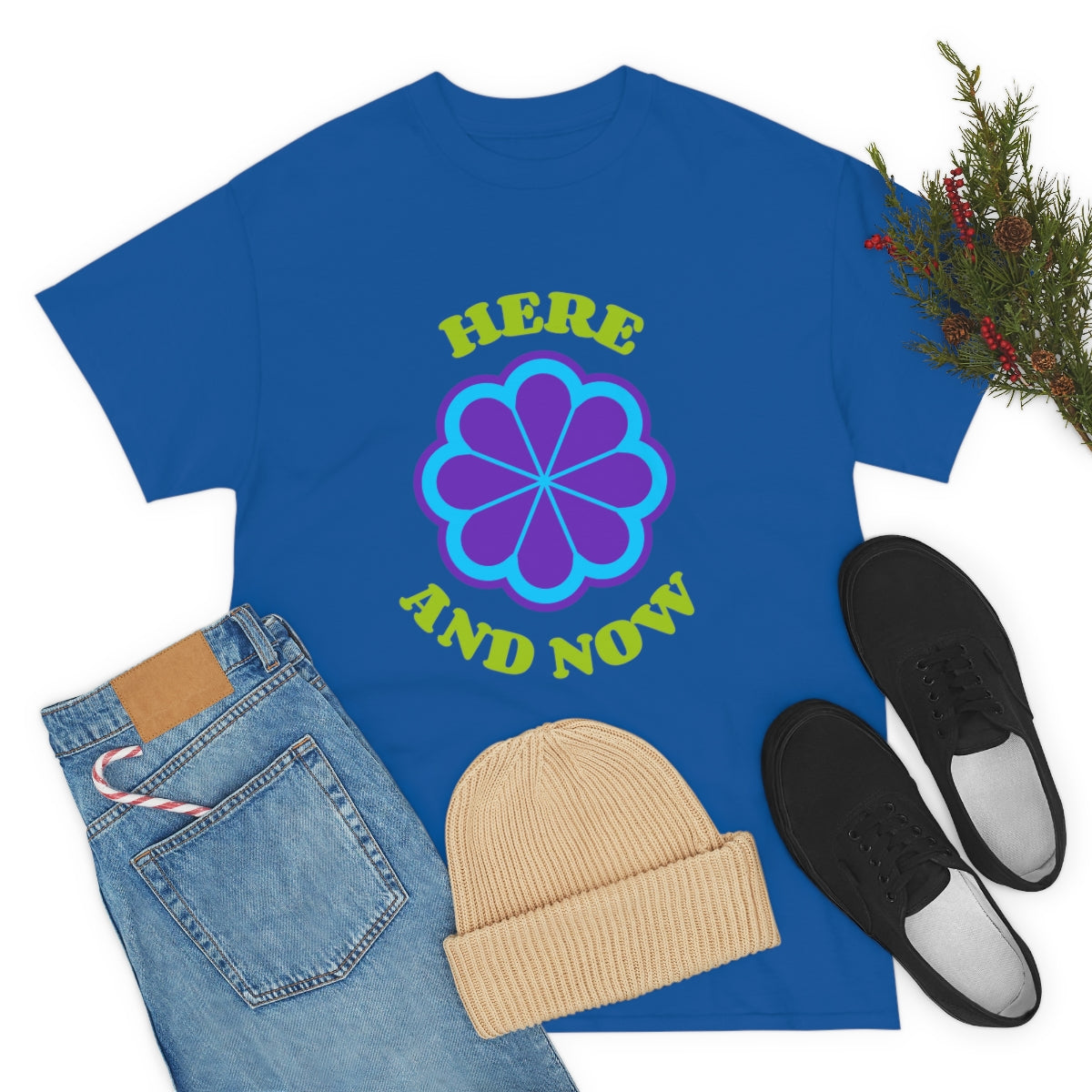 Here And Now Flower Unisex Heavy Cotton Tee