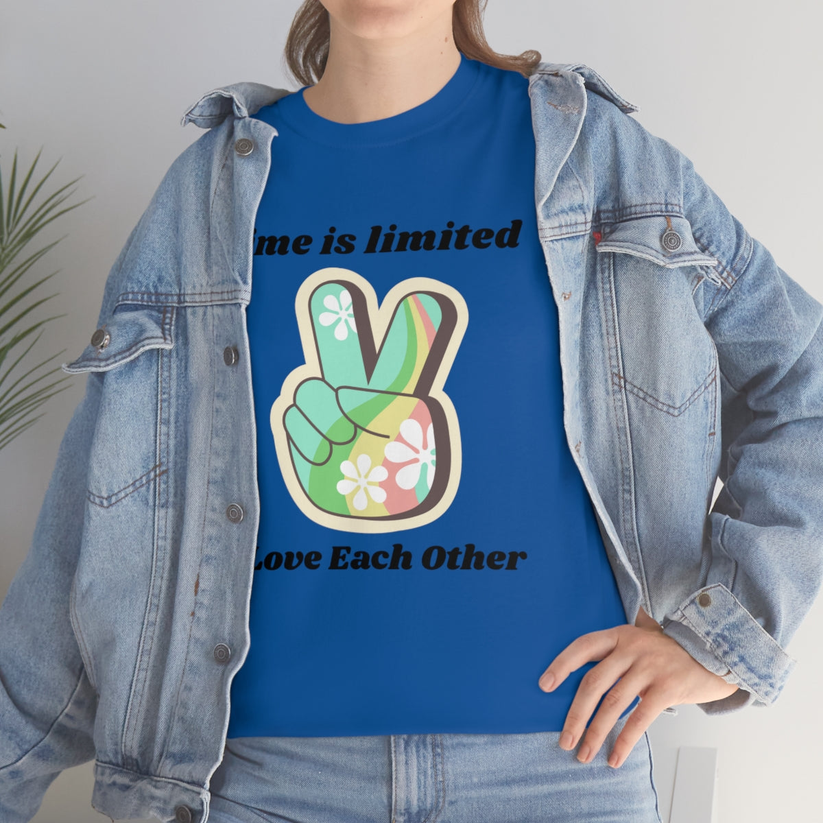 Time is Limited Love Each Other Peace Sign Unisex Heavy Cotton Tee