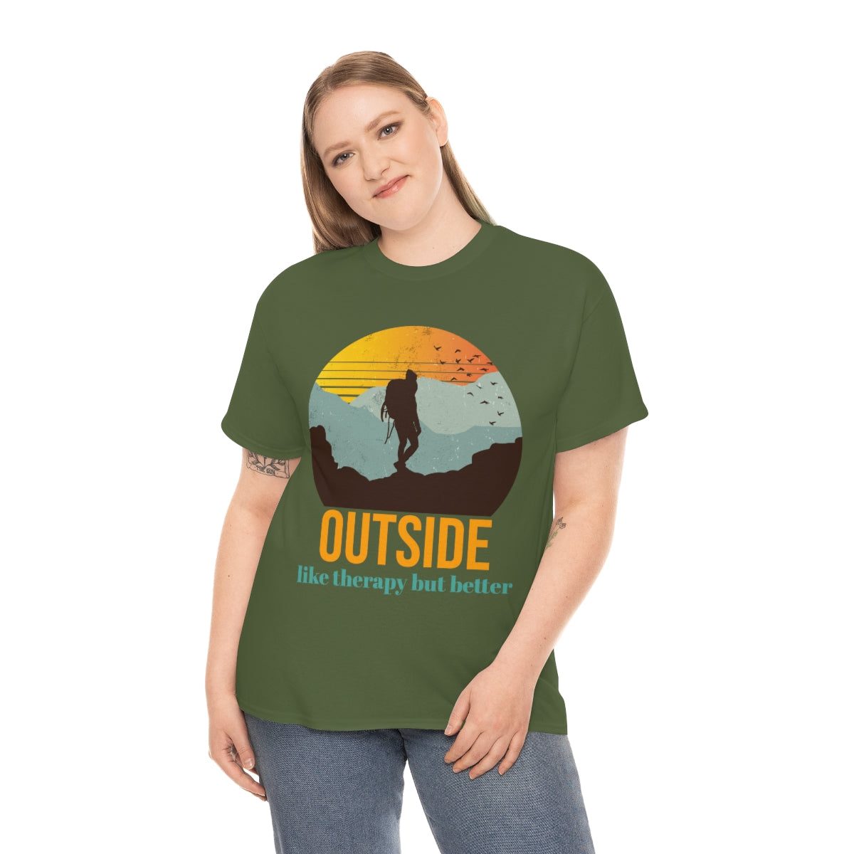Outside, like therapy but Better Unisex Heavy Cotton Tee