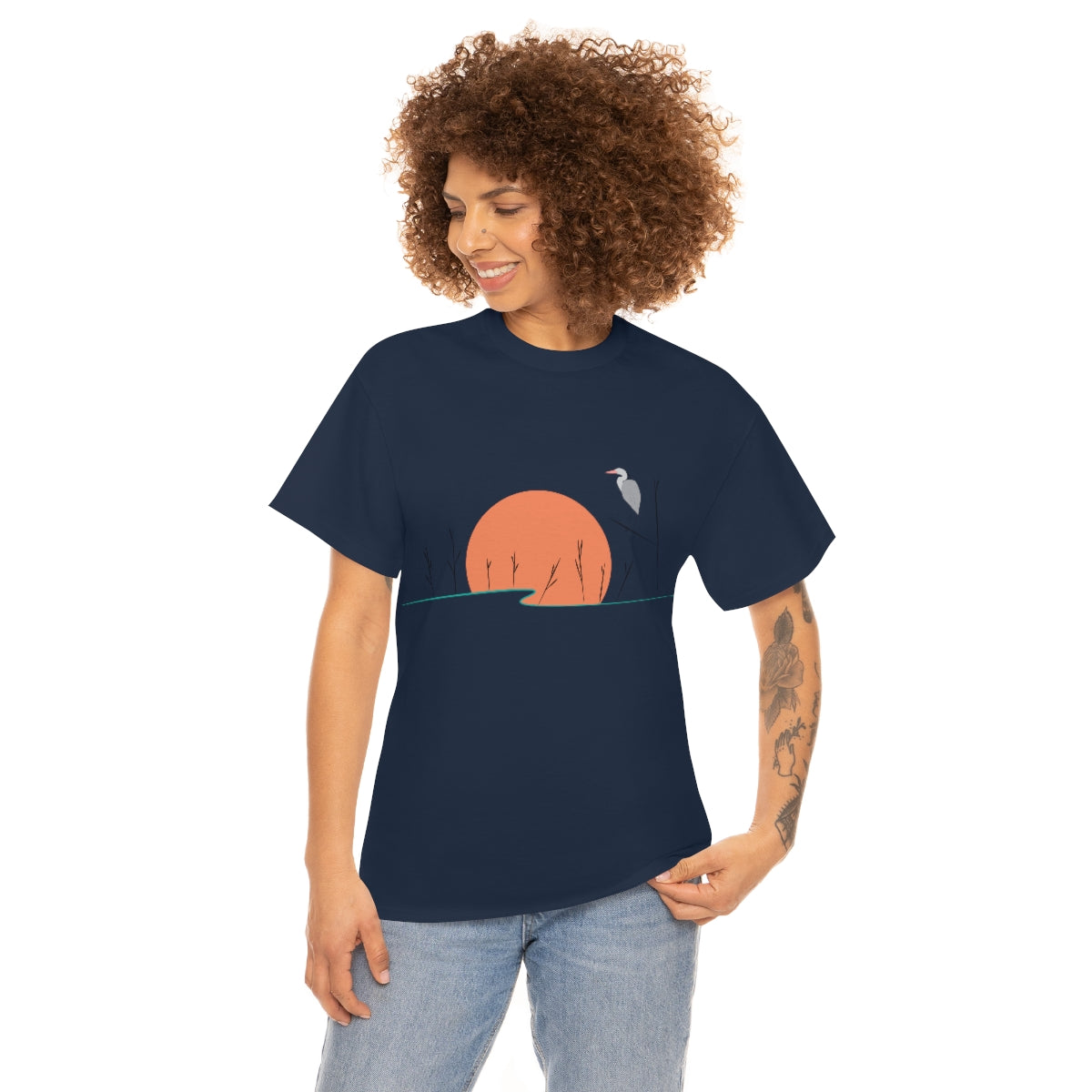 Tranquil Crane Unisex Heavy Cotton Tee