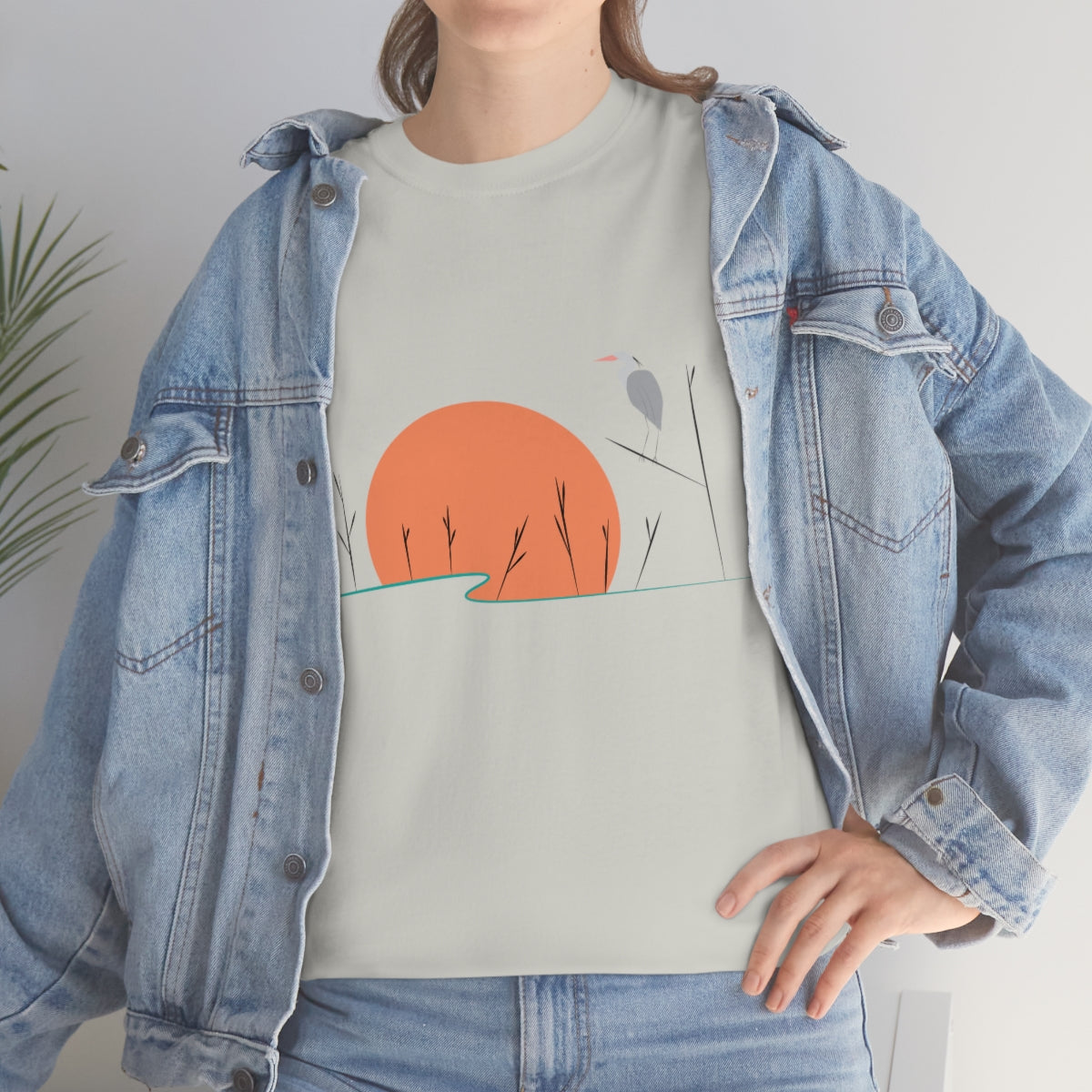 Tranquil Crane Unisex Heavy Cotton Tee
