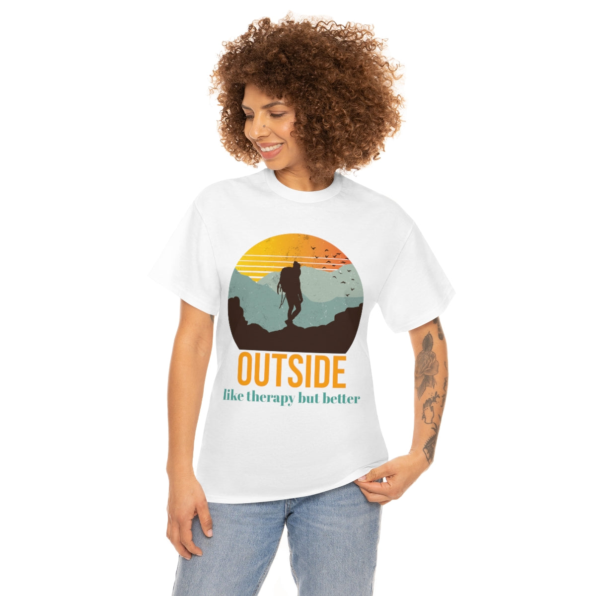Outside, like therapy but Better Unisex Heavy Cotton Tee