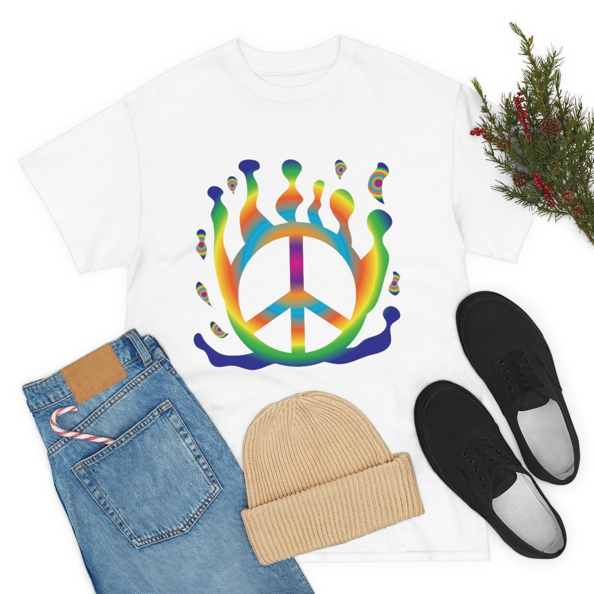 Peace Sign Float Away Unisex Heavy Cotton Tee