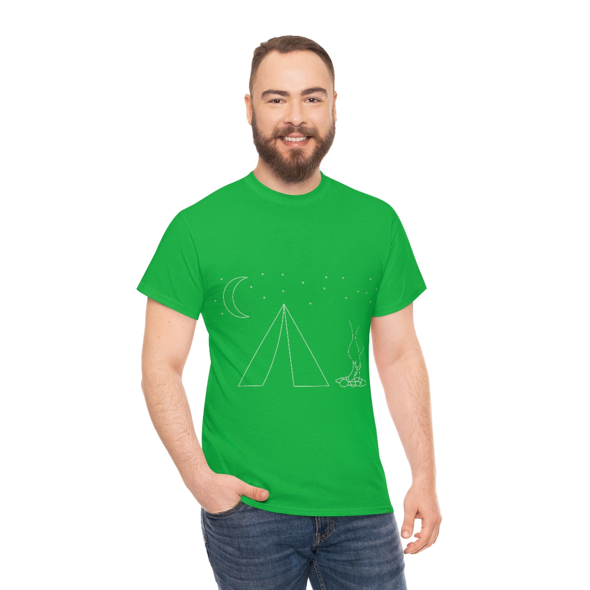 Simple Camping Outline Unisex Heavy Cotton Tee