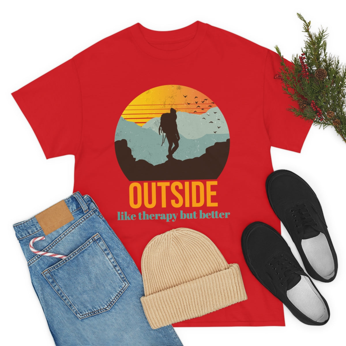 Outside, like therapy but Better Unisex Heavy Cotton Tee