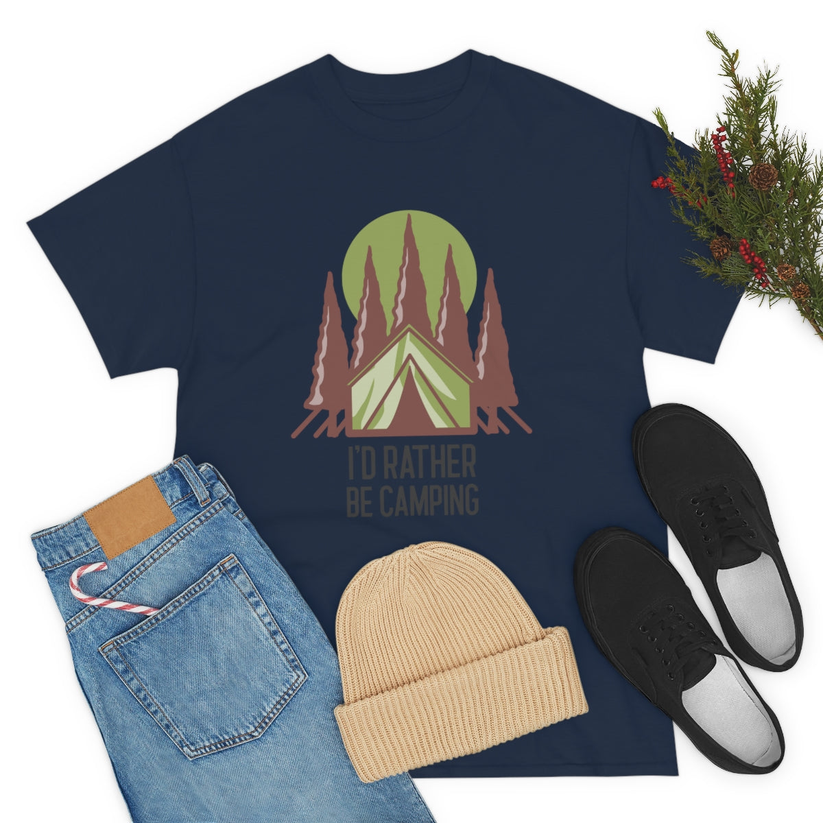 I'd Rather Be Camping Unisex Heavy Cotton Tee