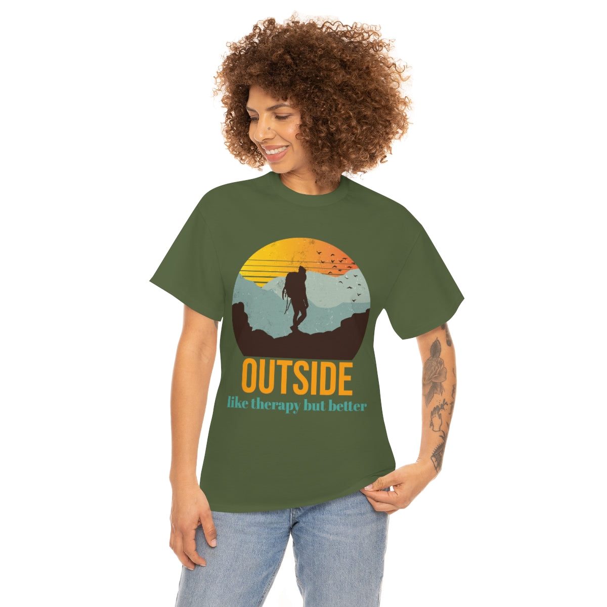 Outside, like therapy but Better Unisex Heavy Cotton Tee