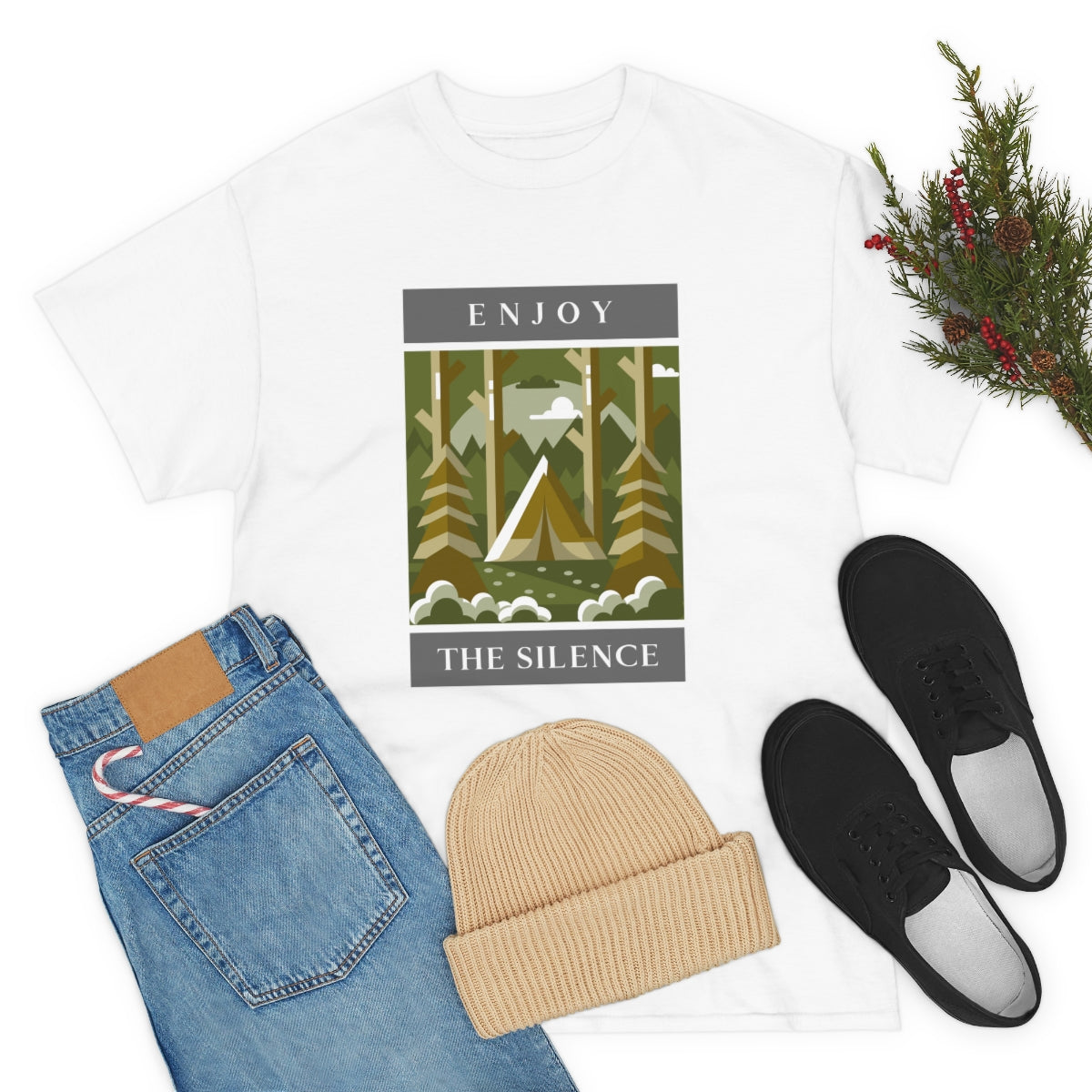 Enjoy the Silence Camping Unisex Heavy Cotton Tee